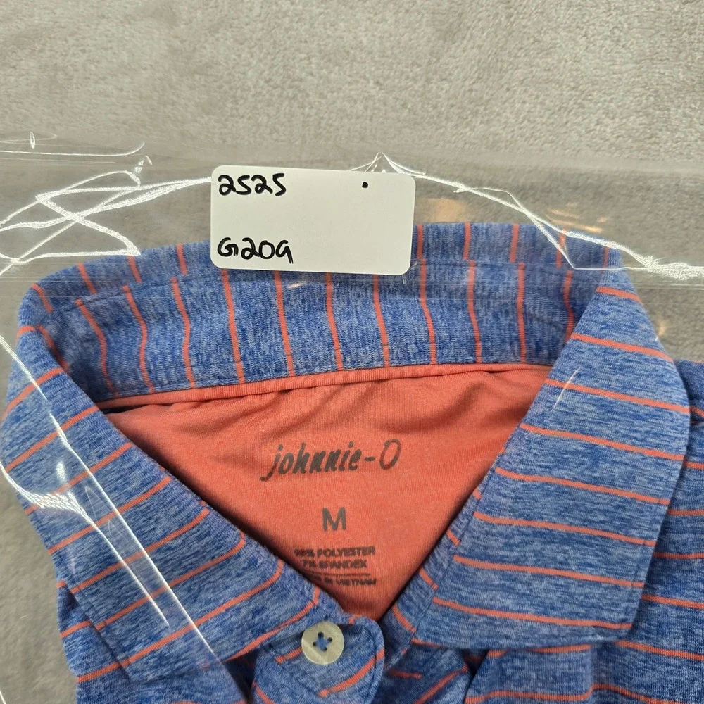 johnnie-O Polo Shirt Mens M Blue Striped Medinah Country Club Short Sleeve